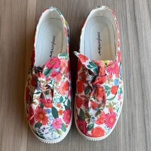 Comfortview Women's Anzani Floral Print Sneakers Size 10W